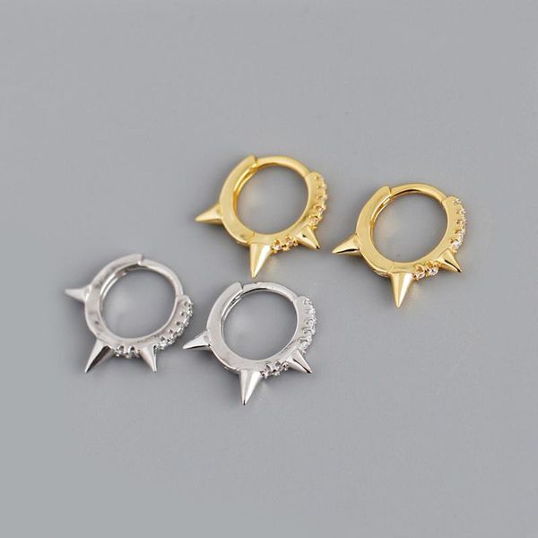 

hoop & huggie 925 sterling silver spikes earrings f061, Golden;silver