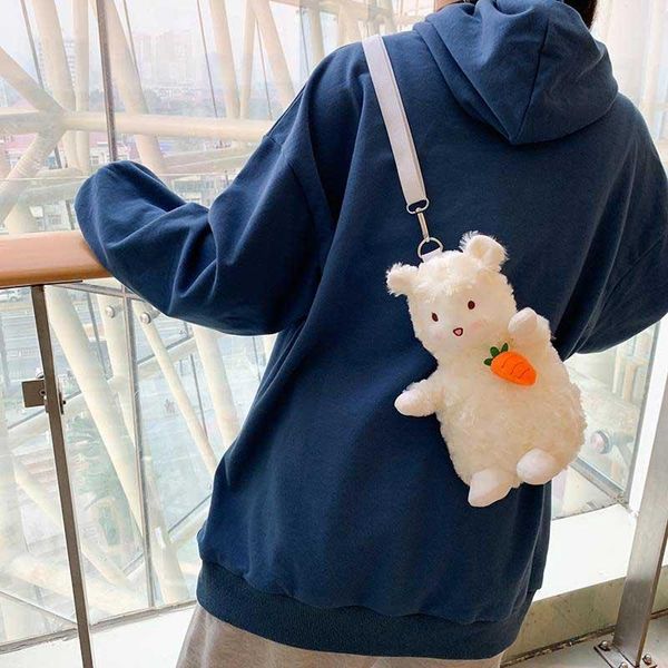 

cosmetic bags & cases ugly cute little girl bag cartoon wool lamb single shoulder messenger in autumn and winter 2021