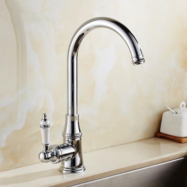 

kitchen faucets brass faucet antique brushed porcelain handle cold mixer basin tap luxury 360 swivel