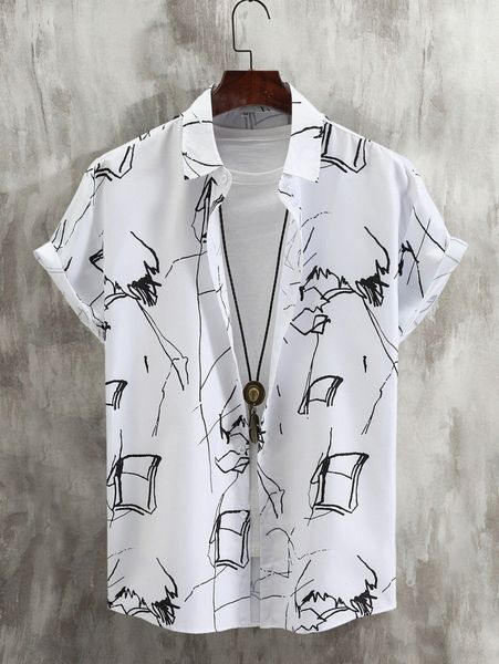 

men allover graphic button up shirt without tee j5so#, White;black
