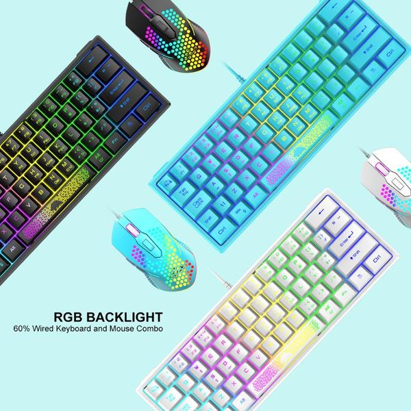

keyboards k61 wired mechanical keyboard 62 keys ergonomic gaming rgb backlit for office /home computer laptop