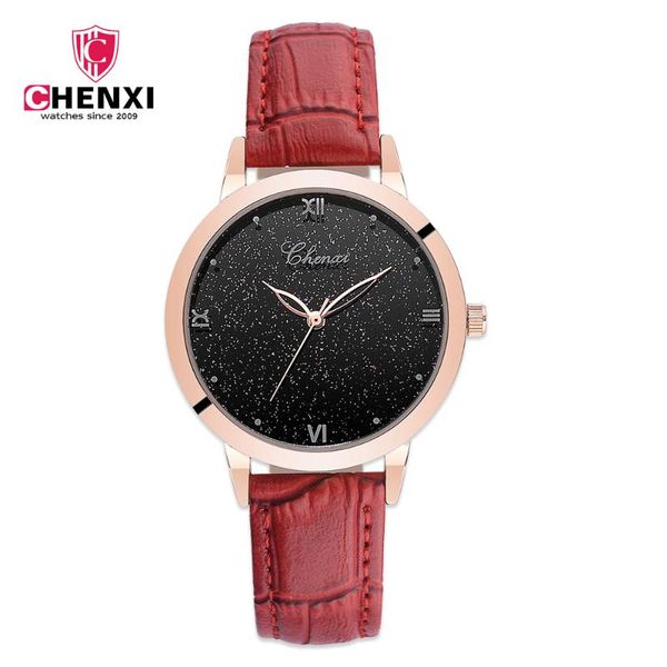 

wristwatches fashion chenxi simple quartz watch women leather strap waterproof gift for girl wristwatch dress ladies montre femme 302l, Slivery;brown