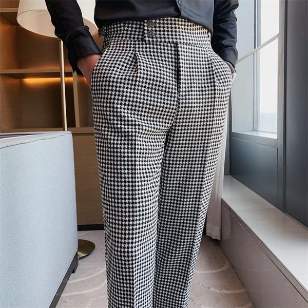 

men's pants 2021 fashion man slim fit straight length trousers korean men plaid casual oversized streetwear joggers harem, Black