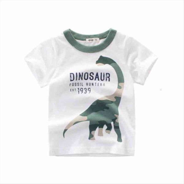 

summer boy t shirt cotton kids shirts baby cartoon elephant dinosaur short sleeve tees children girl clothes, Blue