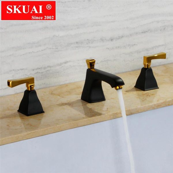 

bathroom sink faucets luxury 3 piece set faucet mixer deck mounted tap basin toilet golden finish