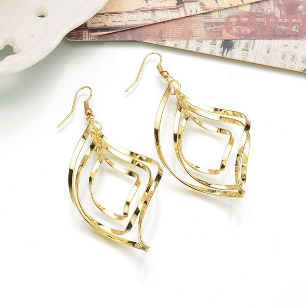 

e1210 personality korean gold sweet leaf curve earrings, Silver