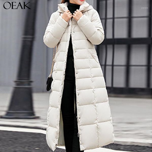 

oeak winter women's long warm coat parka fashion cotton clothing 2020 new women's winter parka pocket coat1, Black