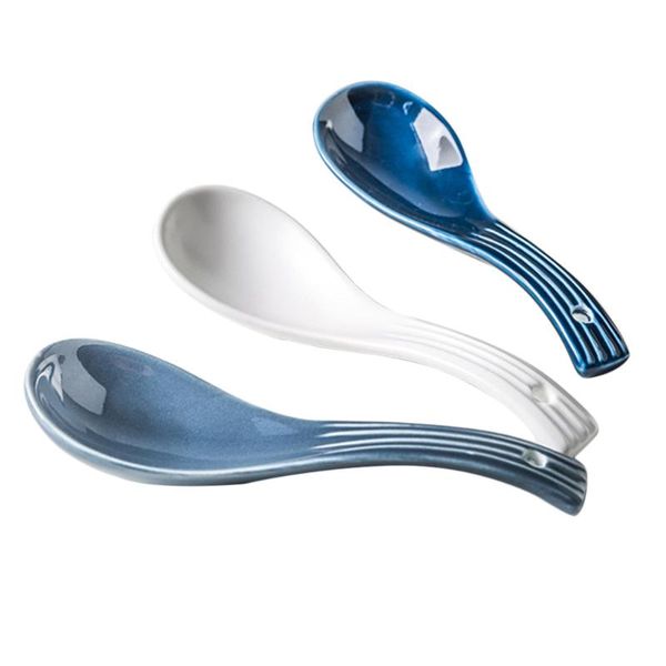 

spoons 3pcs long handle porridge ceramic soup household rice