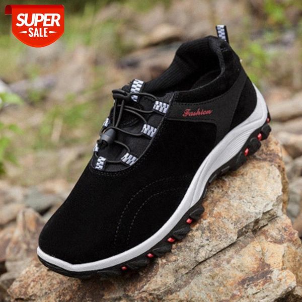 

male outdoor athletic sneakers waterproof flock solid color for male footwear elastic band breathable man's sneakers #w310