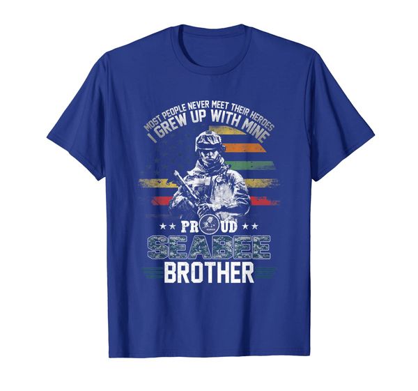 

proud seabee brother t-shirt i grew up with mine, White;black
