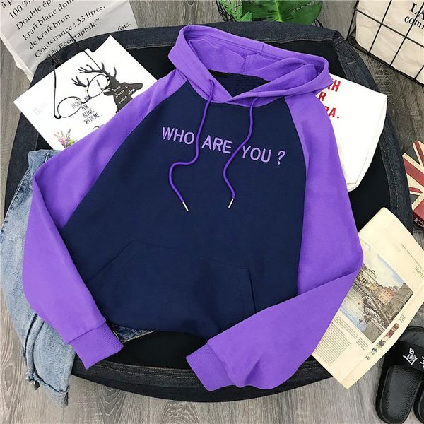 

2021 new who are you purple oversized hoodies women's clothes sweatshirt long sleeve pullovers hooded itself hoody lzz7, Black