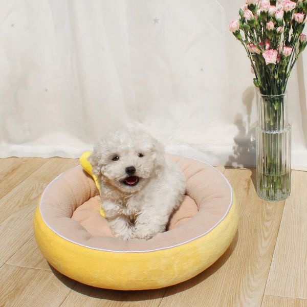 

round soft warmer short plush comfortable cute dog pet beds