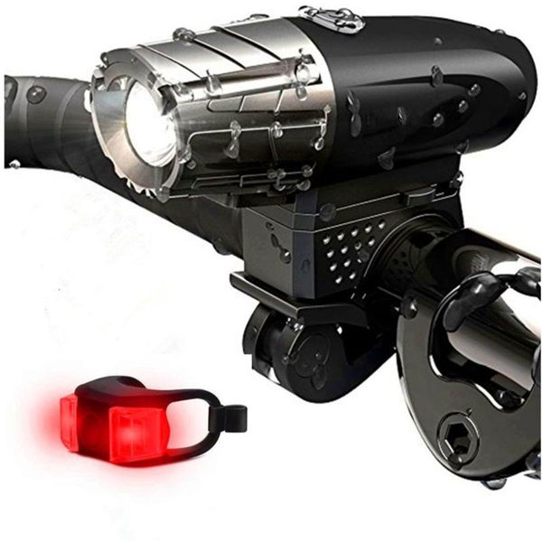 

bike lights 2pcs usb rechargeable light waterproof front headlight and tail back kit