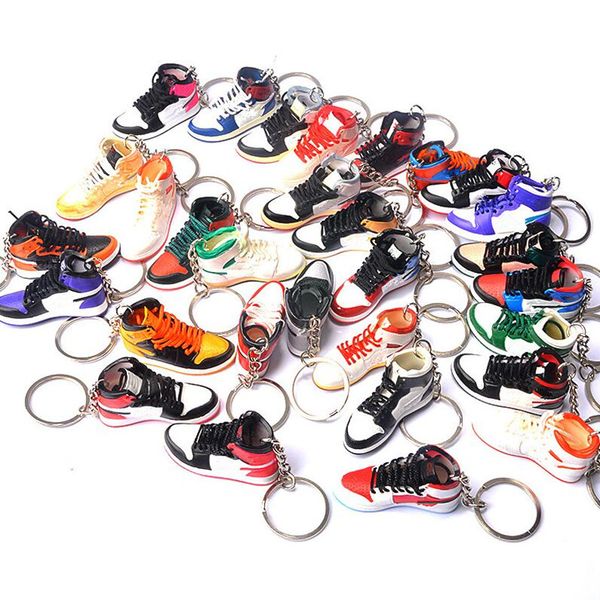 

pure handcraft mini 3d stereo sneaker keychain woman men kids key ring gift luxury shoes keychains car handbag key chain basketbal246j, Silver