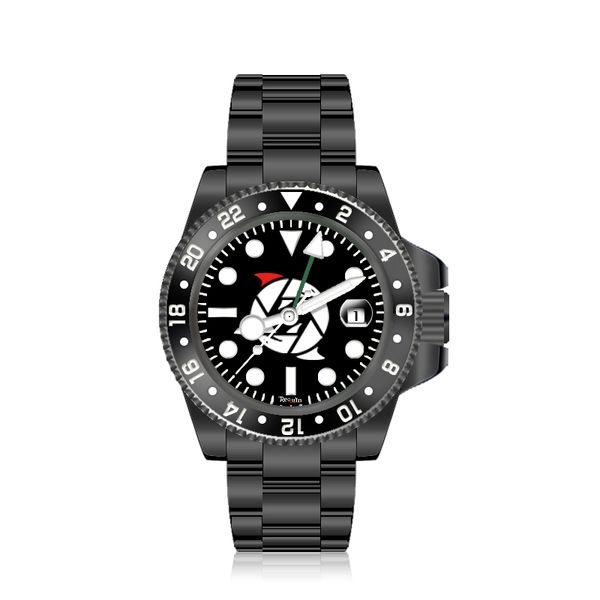 

men's automatic mechanical watch requin 126710 black stainless steel case ceramic sapphire mirror 4 needles calendar adjustable strap w, Slivery;brown