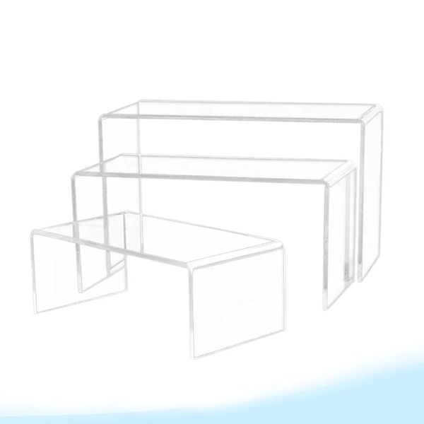 

hooks & rails 3 pcs u shaped acrylic storage rack clear shelf display stand deskorganizer holder for model bag shoes - size