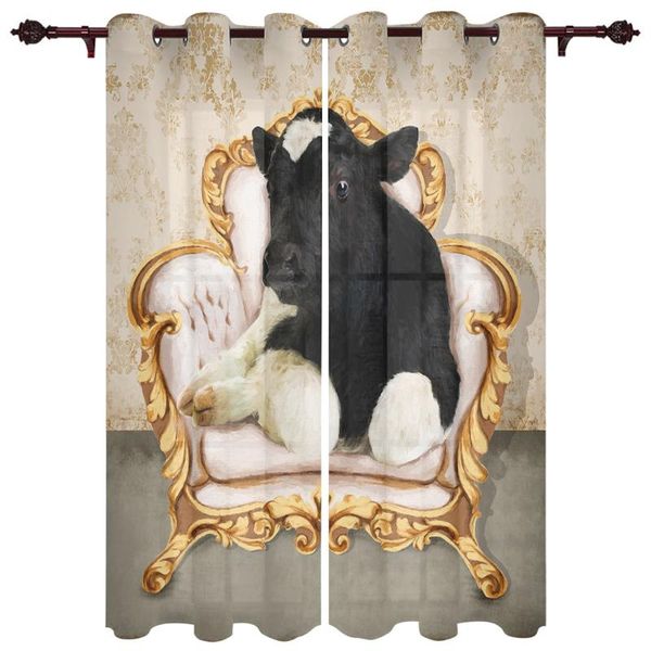 

translucent curtains sofa cow retro valance window curtains living room bedroom