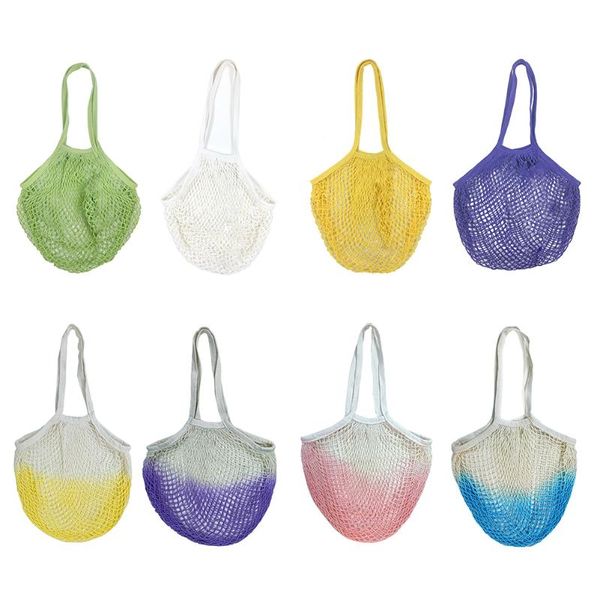 

storage bags cotton mesh bag kitchen vegetable fruit organizer hollow handbag reusable organic grocery handle washable net shopping