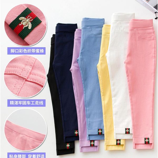 

trousers girls' leggings spring and autumn thin section 2021 baby stretch slim pants children's feet pencil outer wear long, Blue