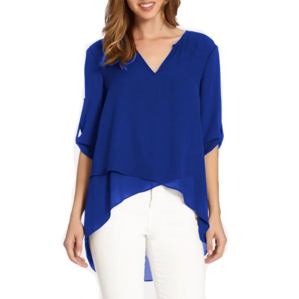 

women's blouses & shirts summer half sleeve blouse elegant casual loose candy color irregular women big size 4xl 5xl clothing, White
