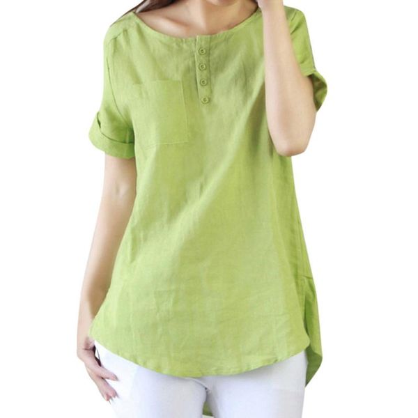 

women's blouses & shirts big size dresses summer 2021 cotton linen shirt women up long tunic blouse loose short sleeve solid color #s, White
