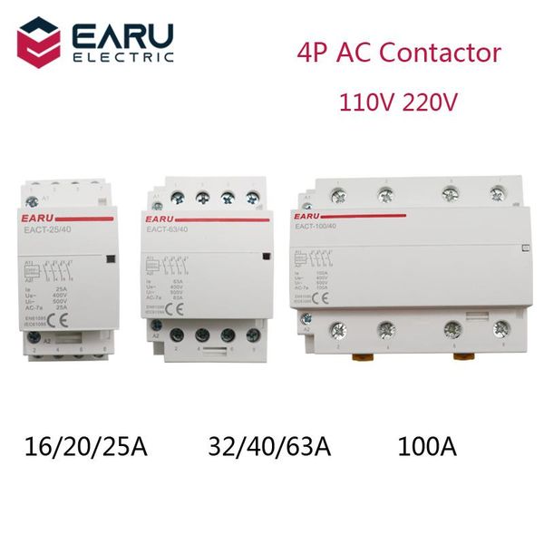 

smart home control 4p 16-100a ac 110v 220v 50/60hz din rail household modular contactor switch controller 4no 4nc 2no 2nc diy el