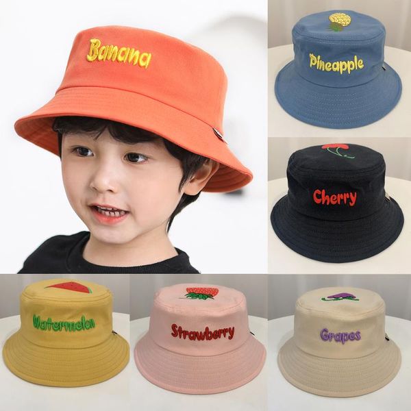 

2021 new toddler baby kids girls letter print fruit printing pattern bucket hats hat sun cap multiple colors vogue children hat, Yellow