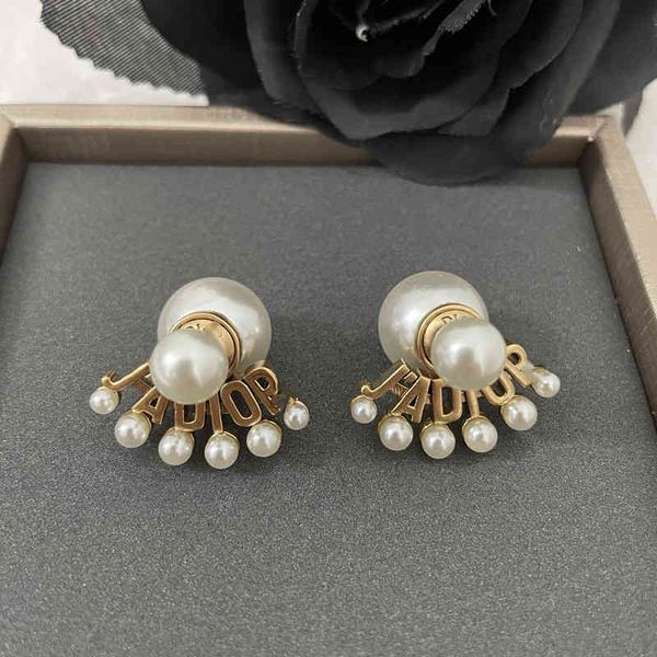 

design jewelry letter pearl simple fashion earrings, Silver