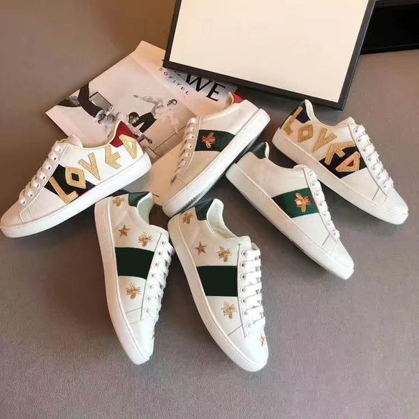 

designer shoes leather lace up platform oversized sole sneakers trainers 2022 men women embroidery bee tiger head snake fruit breathable out, Black