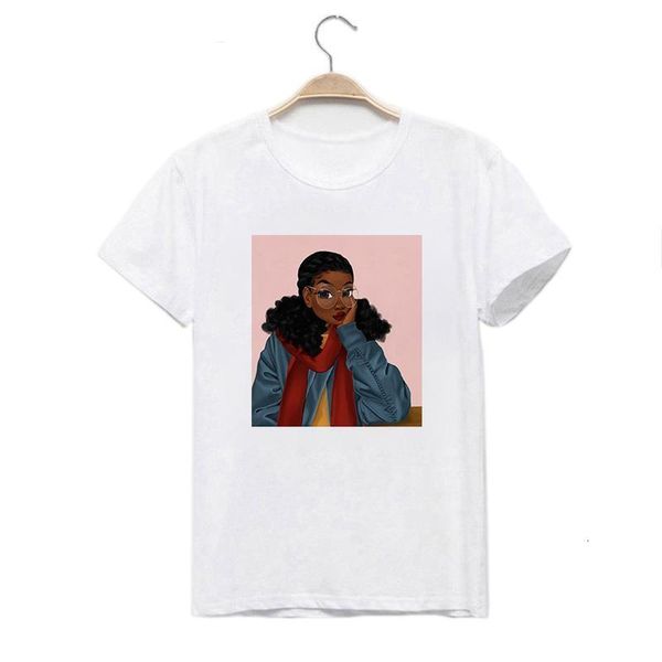 

cool black girl print female t-shirt harajuku t-shirts for women summer hip hop cotton t shirt tee shirt femme vogue top, White