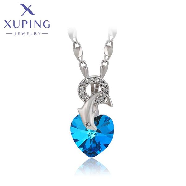 

pendant necklaces xuping jewelry fashion arrival heart shaped crystals birthday women gifts 40421, Silver