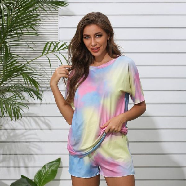 

women's two piece pants 2-piece outfit set cozy sport fitness joggers color round neck crop short sleeve high waist, White