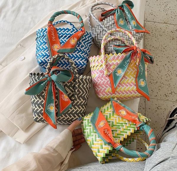 

woven female cabbage basket straw shoulder handbag beach bags