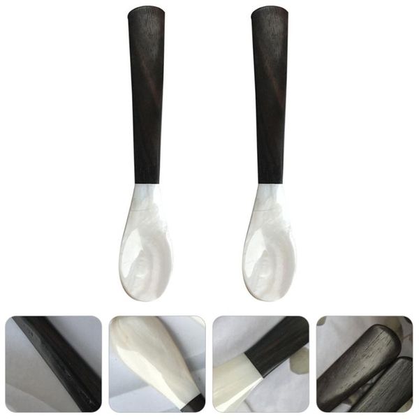 

spoons 2pcs ebony shell dessert coffee chic caviar