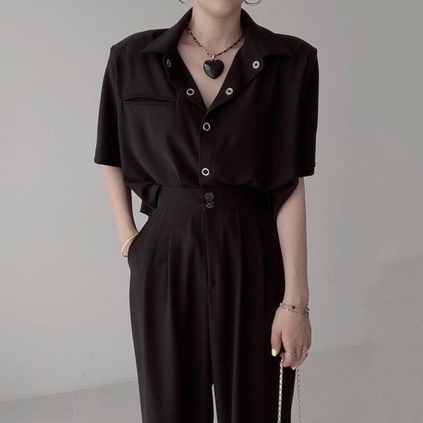 

women's two piece pants summer fashion french lapel loose back printed letter coat + high waist wide leg trousers and two-piece suit gl, White