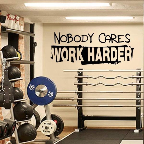 

wall stickers nobody cares work harder sticker office gym fitness workout crossfit inspirational motivational quote decal home