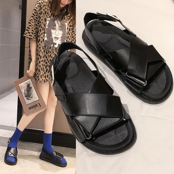 

dress shoes 2021 summer women's sandals open toe casual women handmade leisure woman buckle straps, Black