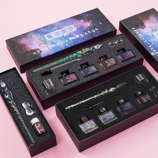 

starry sky glass dip pen set calligraphy pen glass signature writing draw y5la