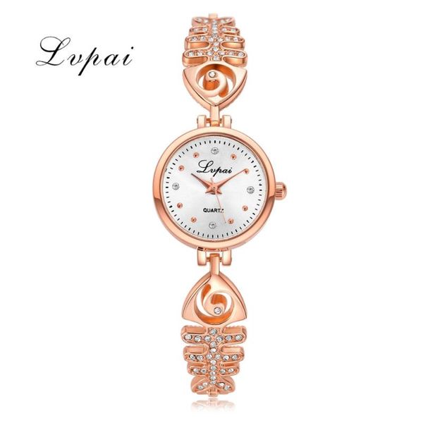 

wristwatches 2021 lvpai fashion fishbone bracelet watch women luxury rose steel quartz watches crystal analog wrist bangle, Slivery;brown