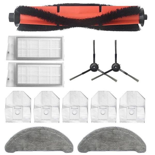 

vacuum cleaners 12pcs for roidmi eve plus robot cleaner main brush hepa filter side dust bag mop cloth replacement parts