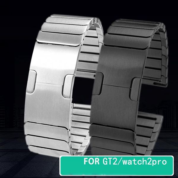 

watch bands quick release stainless wristband for h-uawei gt2 pro watchband metal creative 2e ecg steel band 22mm belt, Black;brown