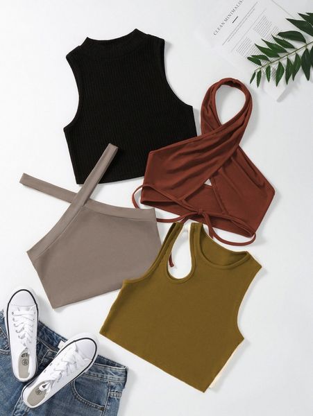 

4pcs rib-knit e74e#, White