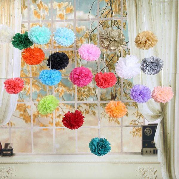 

1pc pompon tissue paper pom poms flower balls for wedding room decoration party supplies diy craft paper flower