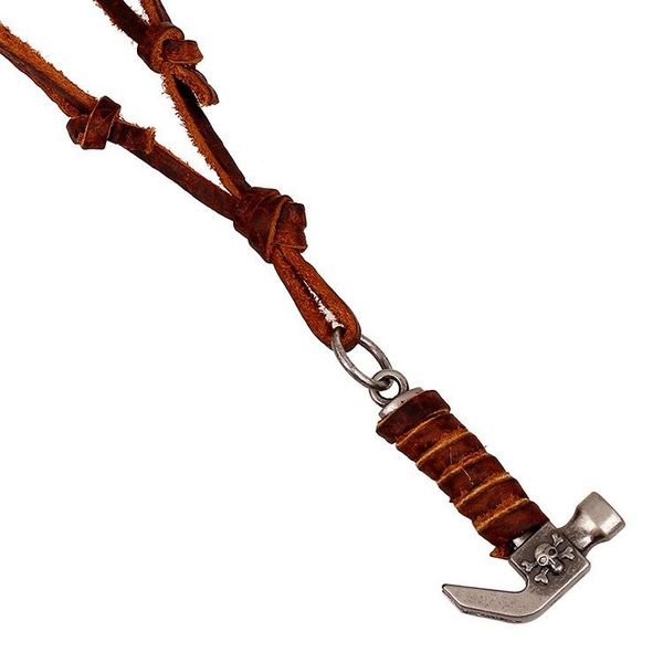 

pendant necklaces necklace alloy hammer retro layer cowhide leather, Silver
