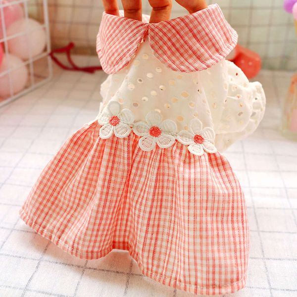 

dog summer thin hollowed out teddy panda pengpeng lattice skirt pet clothing