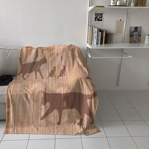 

blankets special throw blanket for bed wooden board cat silhouette nap traveling soft flannel children's bedroom bedspreadc