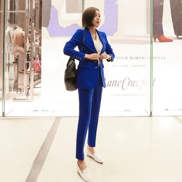 

women's suits & blazers slim small suit nine pants two sets of female fashion solid color wild eviction 2021 autumn products winter, White;black