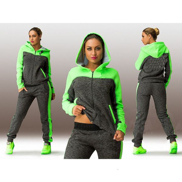 

large size -4xl 2 piece women's sportswear hoodie green hooded sweatshirt + pants jogging sports suit clothing set y200706, Black