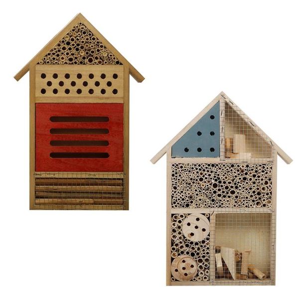 

bird cages wooden insect house bee habitat bug el shelter painted handmade nesting box outdoor garden