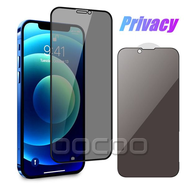 Anti-Spy-Displayschutzfolie, Sichtschutz aus gehärtetem Glas, Härte 9H, 3D-schwarzer Rand, kratzfest, für iPhone 14 Pro Max 14Pro 13 12 Mini 11 XR XS X 8 7 Plus 6